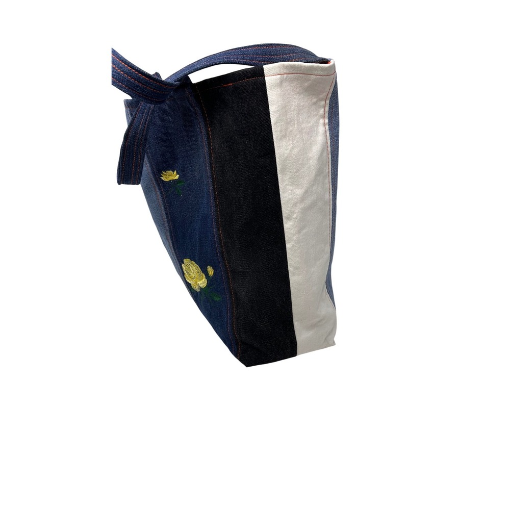 Levi's Mercado Global Patchwork Denim Tote Bag Embroidered Rose Floral Boho Blue - Picture 5 of 12